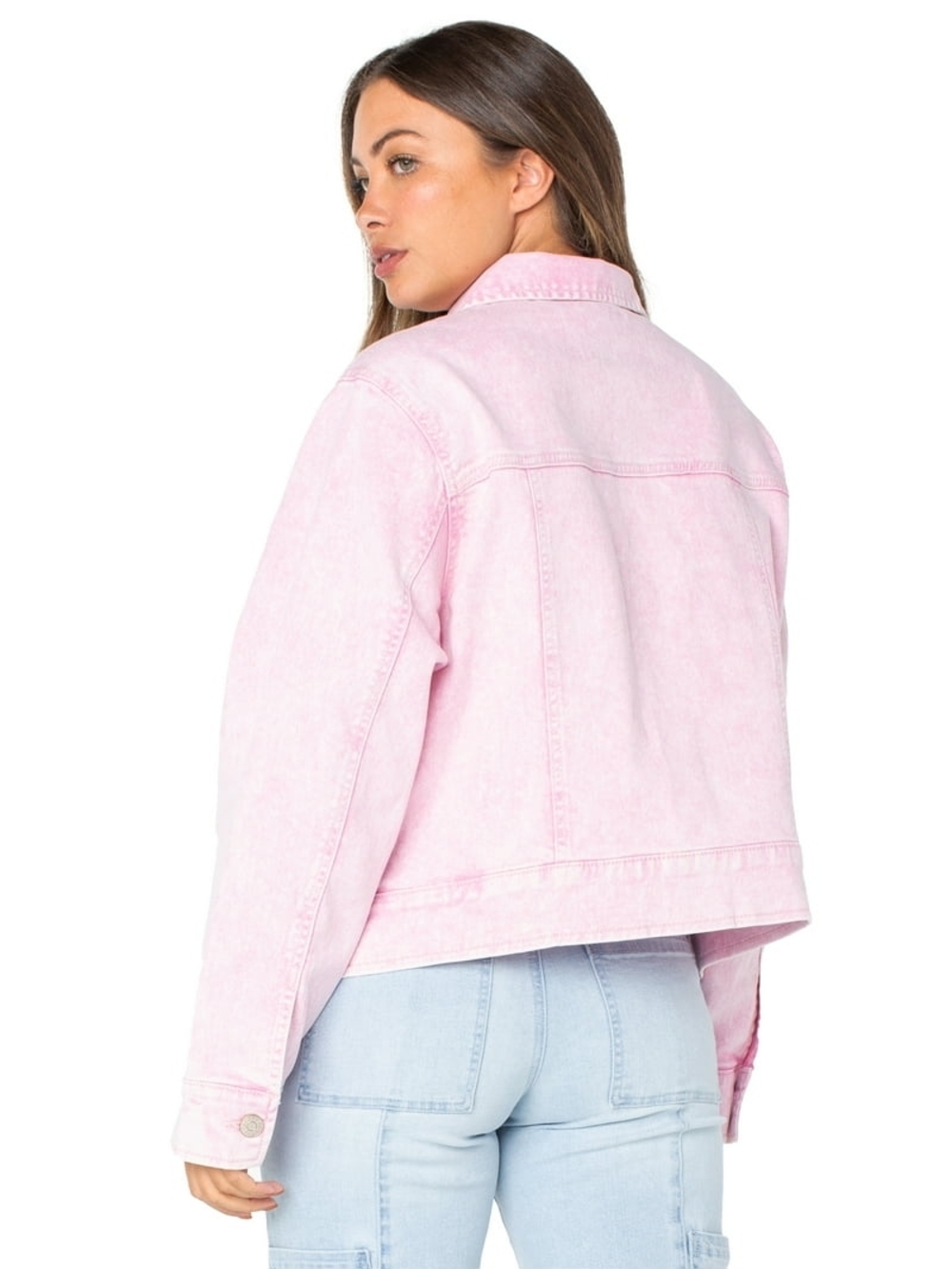 Celebrity Pink Denim Light Pink Jacket with Front Flap Pockets Size M - Picture 3 of 8